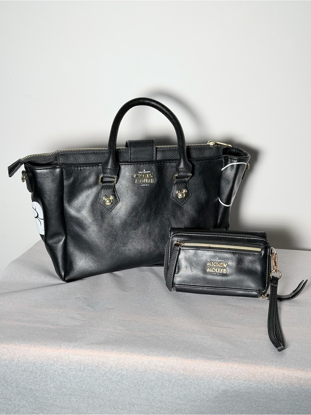 Disney Black Faux-Leather Mickey Tote and Wallet Set with White Accents - Picture 7 of 14
